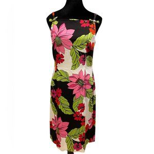 Madison Studio Y2K Bold Vibrant Tropical Eclectic Floral Bow Sleeveless Dress
